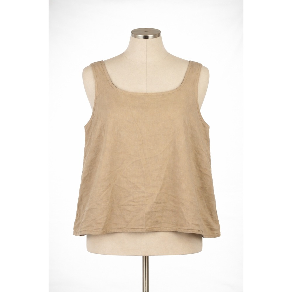 Express Womens Linen Blend Square Neck Tank Top Cream Tan‎ XXL EX008217
